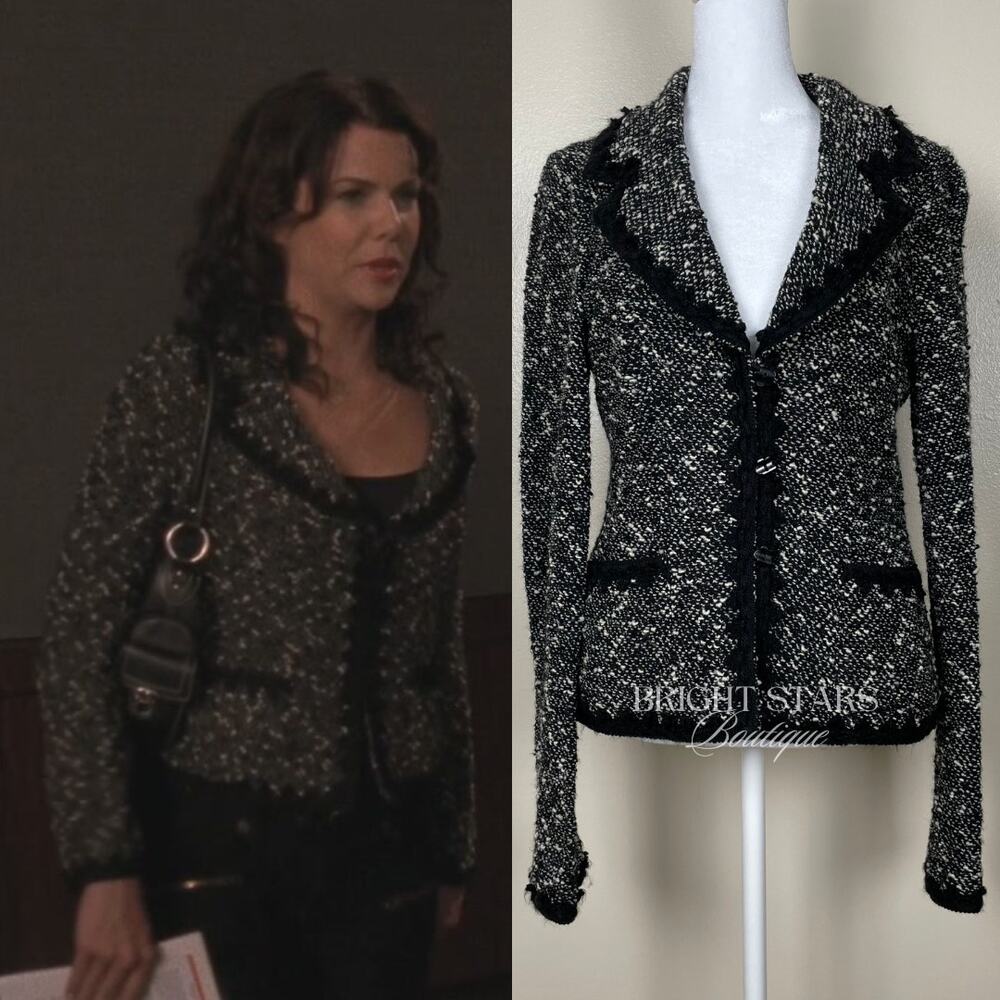 Rare Vintage Black White Tweed Jacket Wool Blend ASO Lorelai Gilmore Girls